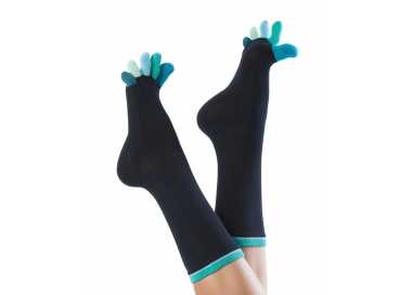 Chaussettes 5 doigts courtes avec orteils multicolores en 95% coton pour femmes et hommes KNITIDO Rainbows 