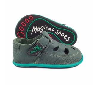 Sandales minimalistes Coco vert Enfant Magical Shoes