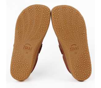 Dessous de la semelle des chaussures minimalistes modèle Harlequin cuir marron, marque Tikki Shoes