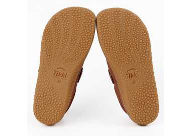 Dessous de la semelle des chaussures minimalistes modèle Harlequin cuir marron, marque Tikki Shoes