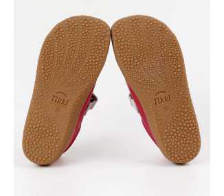 Dessous de la semelle des chaussures minimalistes modèle Harlequin cuir rose, marque Tikki Shoes