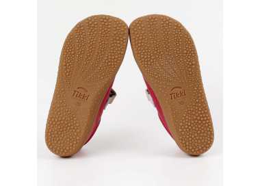 Dessous de la semelle des chaussures minimalistes modèle Harlequin cuir rose, marque Tikki Shoes