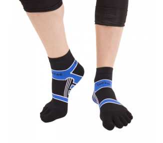 Chaussettes à 5 doigts SPORTS Micro-Fibre Running Trainer noir et bleu de la marque Toetoe