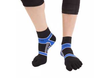 Chaussettes à 5 doigts SPORTS Micro-Fibre Running Trainer noir et bleu de la marque Toetoe