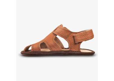Leather Barefoot kid's sandals JANU magical shoes chocolate
