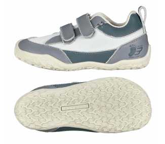 Chaussures minimalistes Tenui enfants gris de la marque BALLOP. Vu de côté et de la semelle.