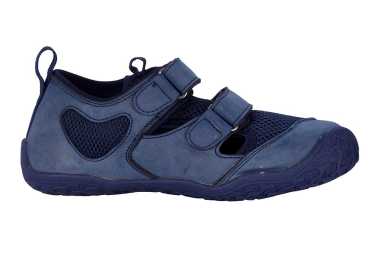 Chaussures ouvertes minimalistes Smilsu enfants bleu de la marque BALLOP vu de coté (intérieur)