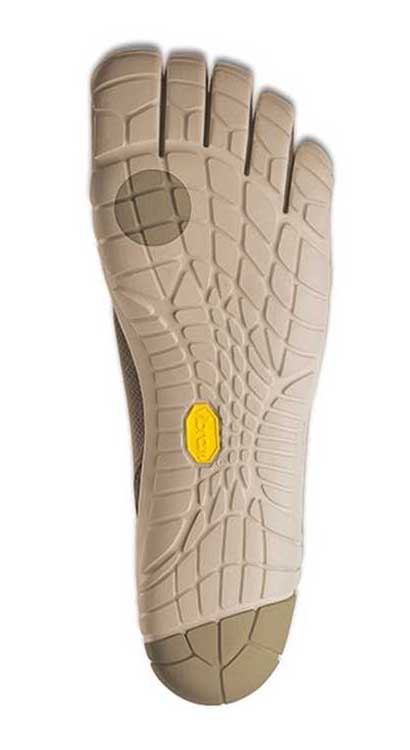 Semelle extérieur des chaussures minimalistes Vibram FiveFingers CVT-Hemp avec visualisation des crampons