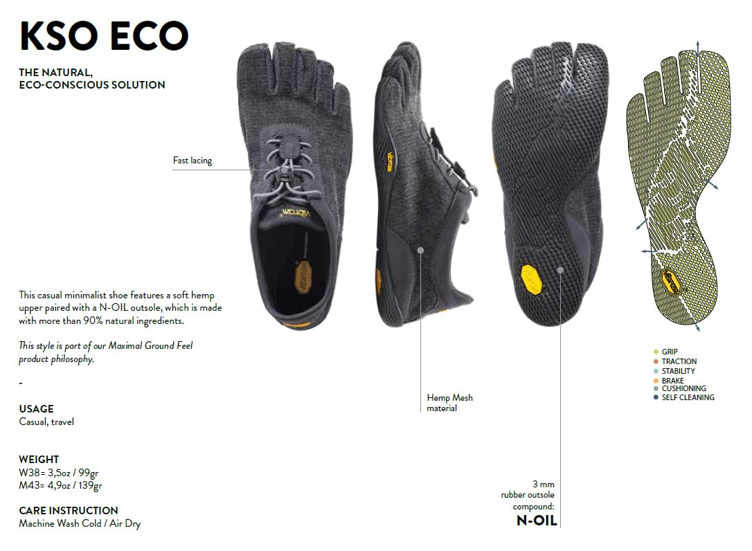 Caractéristiques en image des chaussures FiveFingers KSO EVO ECO