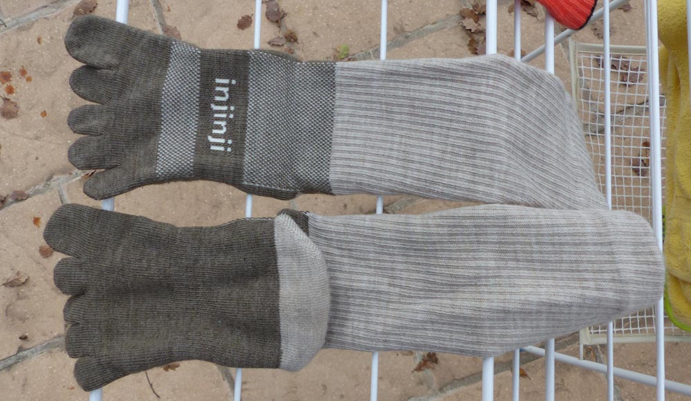 Usure après lavage des chaussettes à doigts Injinji en laine Nuwool